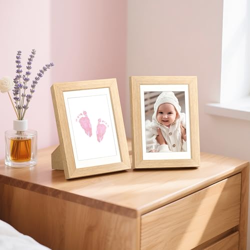 Image of upsimples 4x6 Picture Frame Solid Wooden, Nursery Decor, 1Pack Natural | 100% Solid Wood, Fit 3.5x5 with Mat and 4 x 6 Photo, Wall Decor or Tabletop Display, Safe For Nursery Kids Room