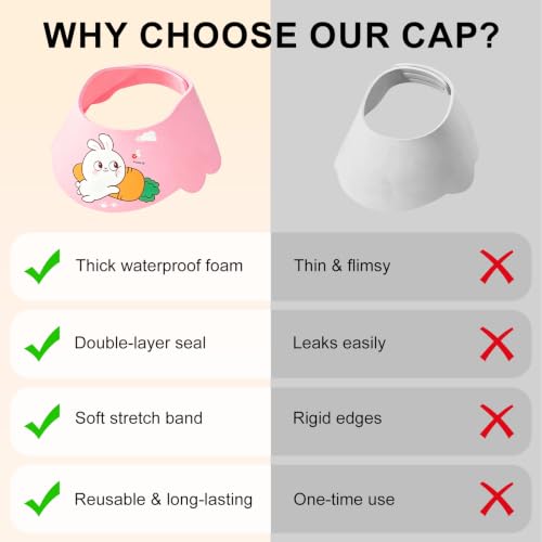 Image of Baby Shower Cap Shield - Adjustable Waterproof Shower Visor for Kids, Soft Baby Hair Washing Shield with Ear Protection, Perfect for Toddlers & Children (Green)