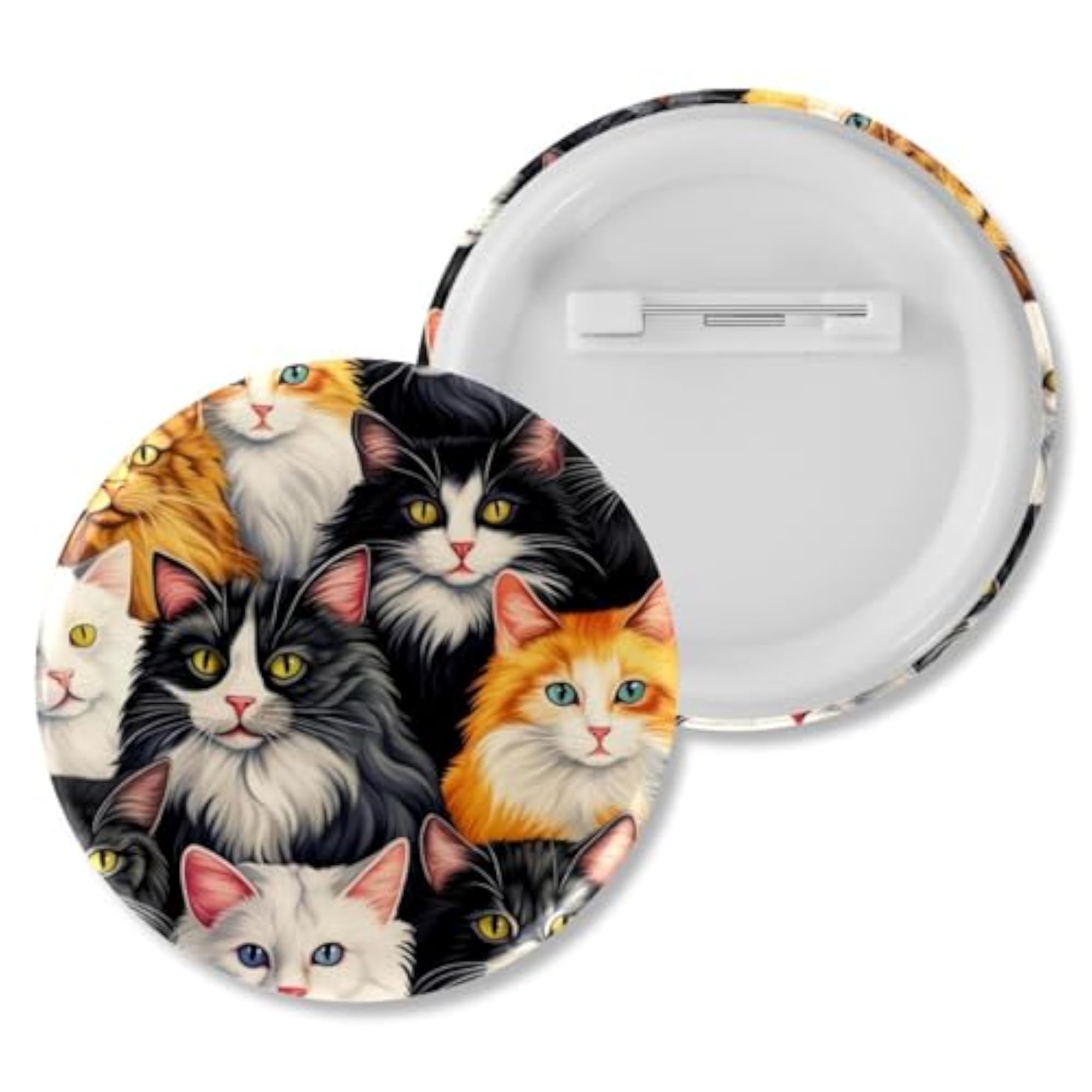 6-Pack Kids' Colorful Cat Button Pins, Personalizing Brooches