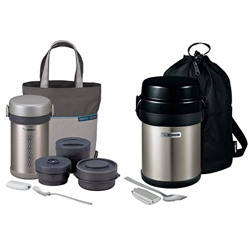 Zojirushi Ms. Bento Stainless-Steel Vacuum Lunch Jar, 28.5-Ounce, Stainless SL-JBE14XA Mr. Bento Stainless Lunch Jar 41 Oz Bundle