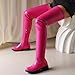 Over the Knee High Boots for Women Side Zipper Round Toe Low Chunky Heel Faux Leather Surgical Stretch Riding Thigh High Boots
