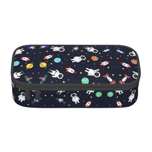 Image of Space Astronaut Pencil Case for Boys and Kids Cute Pen Box Pouch Large pencil bag with Double Zipper, Portable Pencil Pouch for School Office Supplies