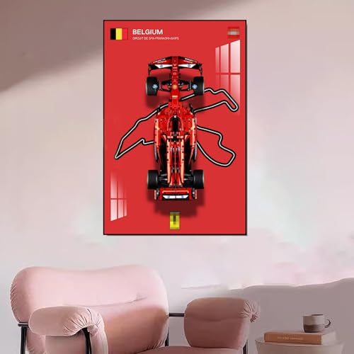 Tablero de pared para Lego Technic 42207 Ferrari F1 Race Car para adultos, regalo para los entusiastas del montaje en pared del coche Lego, solo tablero de pared (circuito spa en Bélgica)