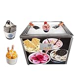 Yovtekc 18'' Square Pan Fried Ice Cream Rolled Machine, Countertop Rolled Ice Cream Maker, Stir Fry Ice Cream Maker with 2 Spatulas, 800W, 5 min/Batch
