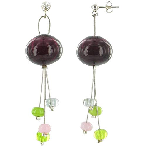 Boucles d'Oreilles Bouquet de Verre Aubergine, le cadeau idéal pour femme