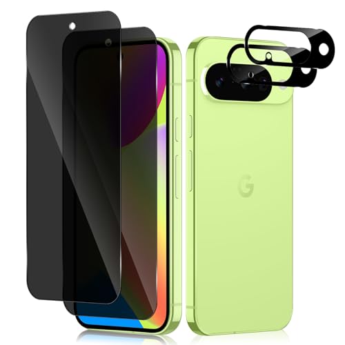 HinZann Protector de Pantalla Privacidad para Google Pixel 10 5G, [2+2 Piezas] Anti Espía Cristal Templado + Protector de Lente Cámara, 9H Dureza, Película de Privacidad para Google Pixel 10 5G