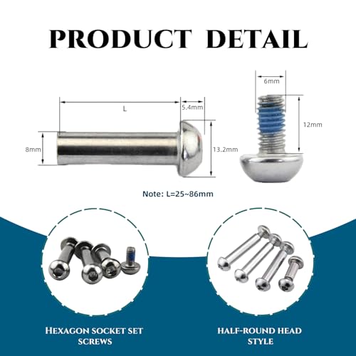 Goucrro MTB Rear Shock Absorber M8 Screws 25-86mm 4 Sets(Silver,70MM) - image 2