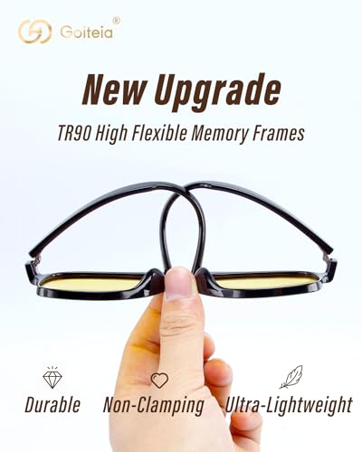 Image of Goiteia Oversized Photochromic Day and Night Driving Glasses,Headlight Yellow Glasses for Big Head,Non-breakable Lightweight TR90 Large Frame,70s Vintage Retro Style Sunglasses for Women Men