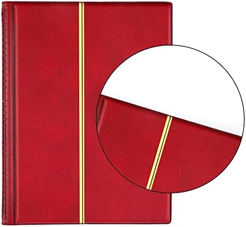SAVITA 250 Pockets Coin Album 10 Pages Leather Coin Collection Book Penny Collecting Book for Coin Collectors (Red)