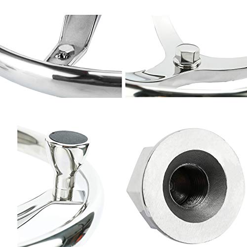 Yaegarden 3 Spoke Boat Wheel 13-1/2" Dia Stainless Steel Marine Boat Steering Wheel With 5/8" Nut And 7300S1 Turning Knob #TOP4