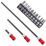 【Vielseitige Längenoptionen】Das schnellwechsel-bithalter set umfasst drei Bitverlängerungen mit Längen von 60 mm, 150 mm und 300 mm und 10 Schraubendreherbits.