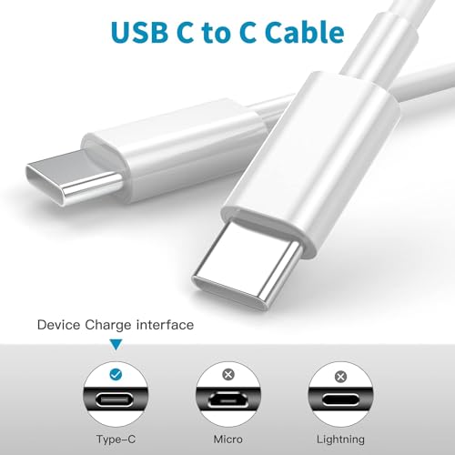 Image of 60W USB C Cable, Upgraded Fast Charging Type C to Type C Cable, USB-C Cord Phone Charger Compatible with iPhone 15 /15 plus /15 pro /15 pro max /iPad Pro /Samsung S24 ultra /S23 /S22, White