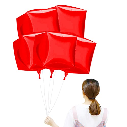 10 Pcs Cube Foil Balloons 24 Inches Square Shaped Aluminum Foil Balloon Hangable Mylar Balloon For Wedding Marriage Birthday Festival Party Baby Shower Engagement Backdrop Venue Decor(Red) #TOP14