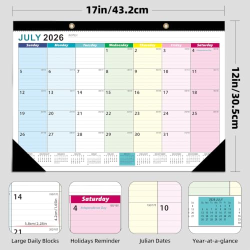Image of ZTX Desk Calendar 2026-2027 18 Month Big Planner Colorful