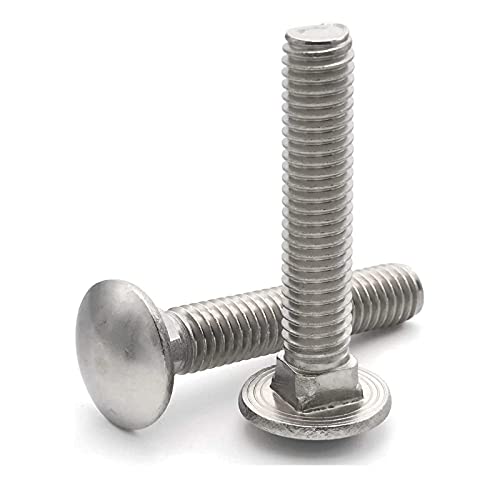 Image of 5 Sets Long Square-Neck Carriage Bolts Set,Carriage Bolts Set w /Nuts & Flat Washers,Zinc-Plated,Carbon Steel Grade 4.8,Plain Finish,Partial Threaded(M8-1.25X100mm)