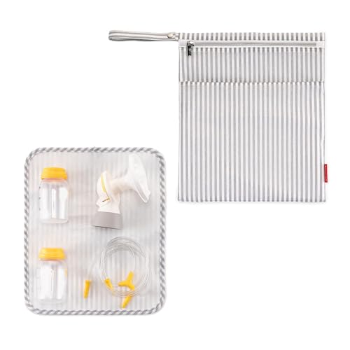 Image of BABEYER Wet Dry Bag for Breast Pump Parts Storage, Waterproof Pump Parts Bag with Place Mat for Moms Pumping at Work-Straps