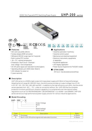 Alimentation à découpage 200W UHP-200-24 compacte et stable - 3