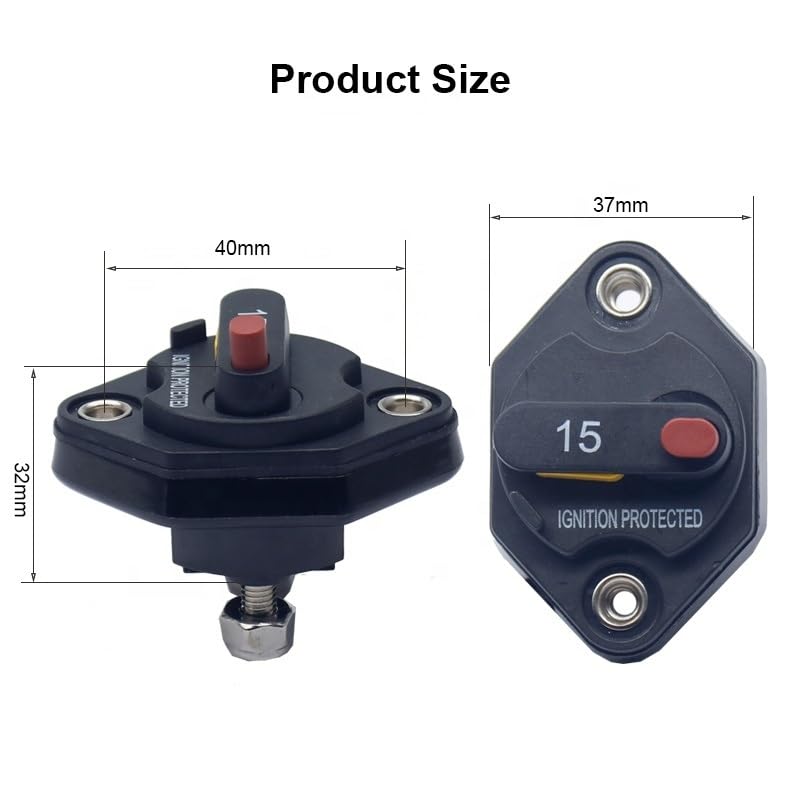 Wyłącznik automatyczny, 12V-32V DC 10A 15A 20A 30A 40A 50A 60A Wodoodporny wyłącznik automatyczny z resetem bezpiecznika Przełącznik falownika(10A)