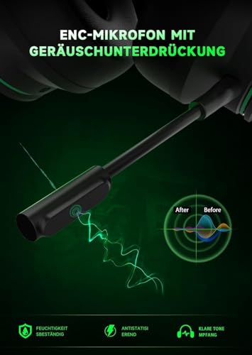 Image of Wireless Gaming Headset for Xbox Series X|S, Xbox One, PS5, Black /Green