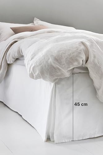 Jotex Colour Betthusse - 100% hochwertige Bio-Baumwolle Bettrock, Höhe 45 cm - Weiß, 180 x 200 cm