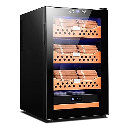Multifunktionell Handgjord cigarr Humidor Cabinet med digital hygrometer för 400 räknas spansk cederträad cigarrlåda med 3 större lådor (Color : Black)
