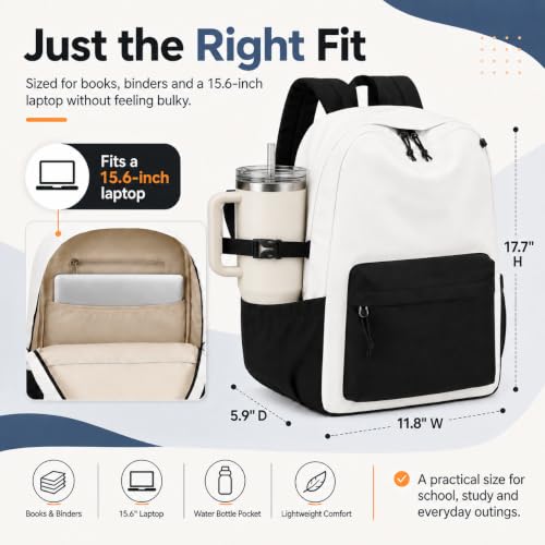 Image of LOIDOU Backpack for Girls School Backpacks Bookbags for Elementary Middle School Women Laptop Backpacks (Black White-, L-17)