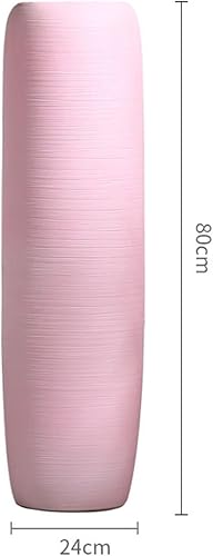 Miniatura 8 de Jarrón de piso alto rosa, florero de flores secas, decoración de oficina, jarrón de cerámica con flores de cerezo, hermoso, delicado, alto 23.6