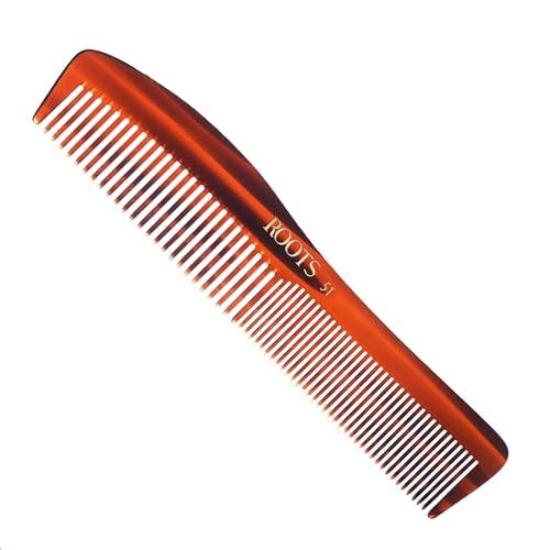 ROOTS Classic Comb | Dual Teeth For Styling & Detangling | Round Teeth prevent Hair & Scalp damage | For Women with Straight, Long, Wavy Hair | Wet & Dry use | Length - 6.6 Inch | Model No - 51