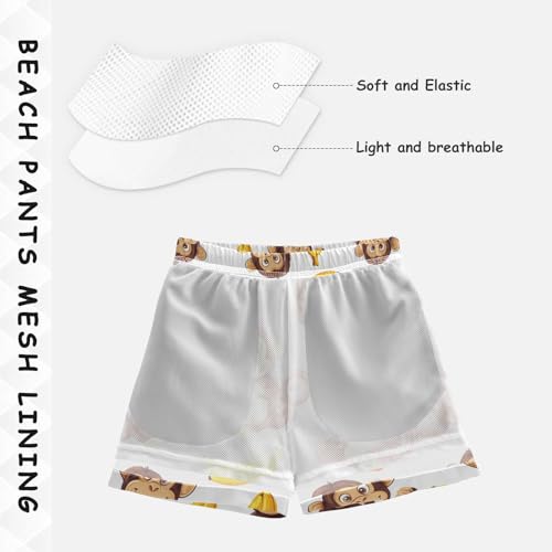 Pigsaly Boys' Swim Board Shorts Yellow Bananas Brown Monkeys Boy's Swim Trunks Kids Swimwear 5T4