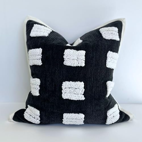 Mebellezza Tufted Boho Throw Pillow Cover, Soft and Luxurious Chenille