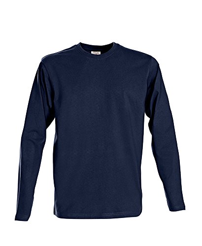 T-shirt à manches longues bleu marine en coton lourd haut de gamme