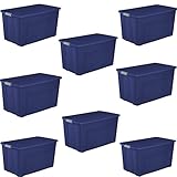 Sterilite 45 Gallon Wheeled Latch Tote- Stadium Blue, Case of 4 (2 PacK)