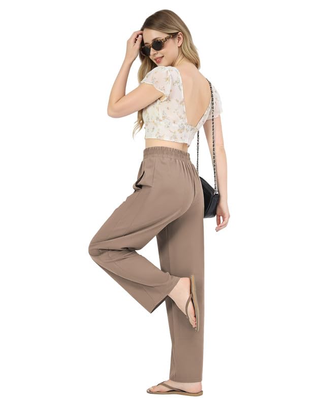 Condition photo showing New/Like New for jekaoyi womens casual pants pull on high elastic waist stretchy trousers | comfy for spring summer and fall, loose fit straight leg, pockets, suitable for office