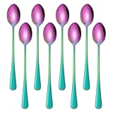 7.5 Inches Rainbow Stainless Steel Ice Tea Spoon,Set Of 8 Long Handle Coffee...