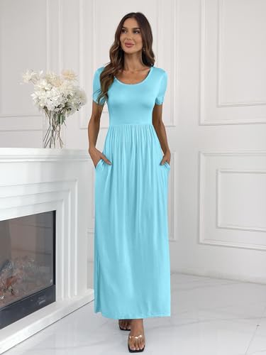 HAOMEILI Women's Casual Maxi Dresses with Pockets - Short/Long Sleeve Options