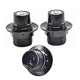 E12 Candelabra Socket,TWDRTDD Black 3-Pack Candelabra Base Lamp Holder Light Socket Black (Full Uno Thread and Ring)