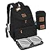 Dog Travel Bag - Deluxe Quilted Weekender Backpack - Includes Lined Food Carriers and Collapsible Bowls (Black) (Black)
