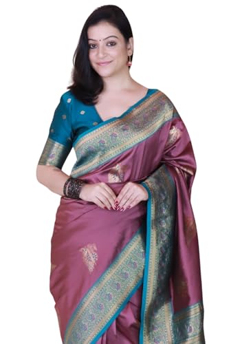 Image of SGF11 Women's Kanjivaram Pure Soft Silk Saree With Blouse Piece
