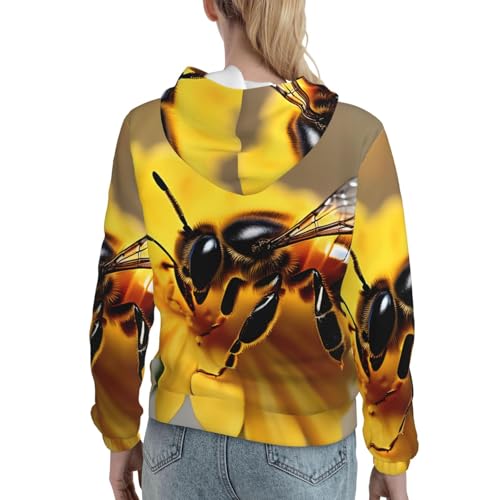 Sweat à capuche femme imprimé abeille pull ajusté EdWal - 4