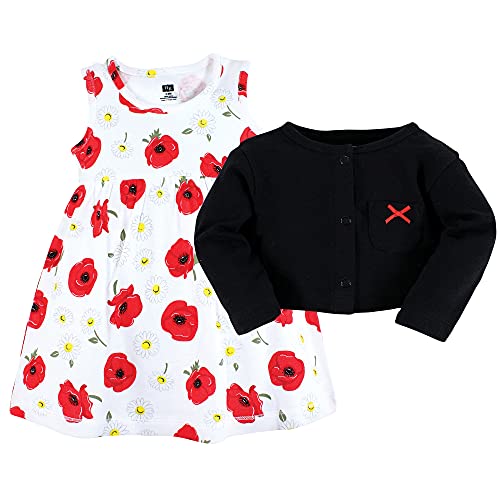 Image of Hudson Baby Girls' Cotton Dress and Cardigan Set