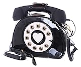 Kawaii-Story LB-6030 - Teléfono giratorio con auriculares, color negro lacado, estilo retro