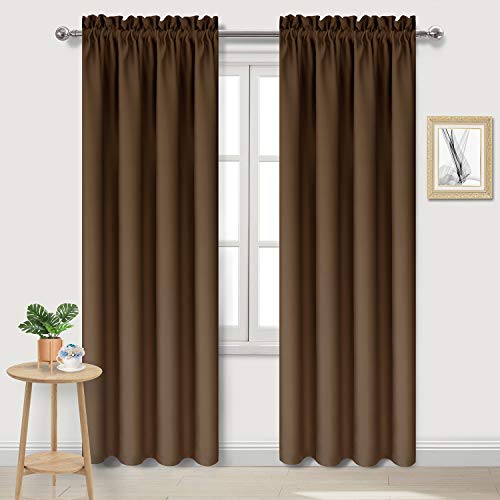 DWCN Blackout Curtains for Bedroom Living Room 38 x 84 Inch Long Brown