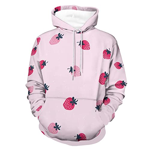 Hoodie Fraise Rose UMENG Sweats à Capuche Manche Longue Unisexe Taille S Pull Rose pour Homme Femme