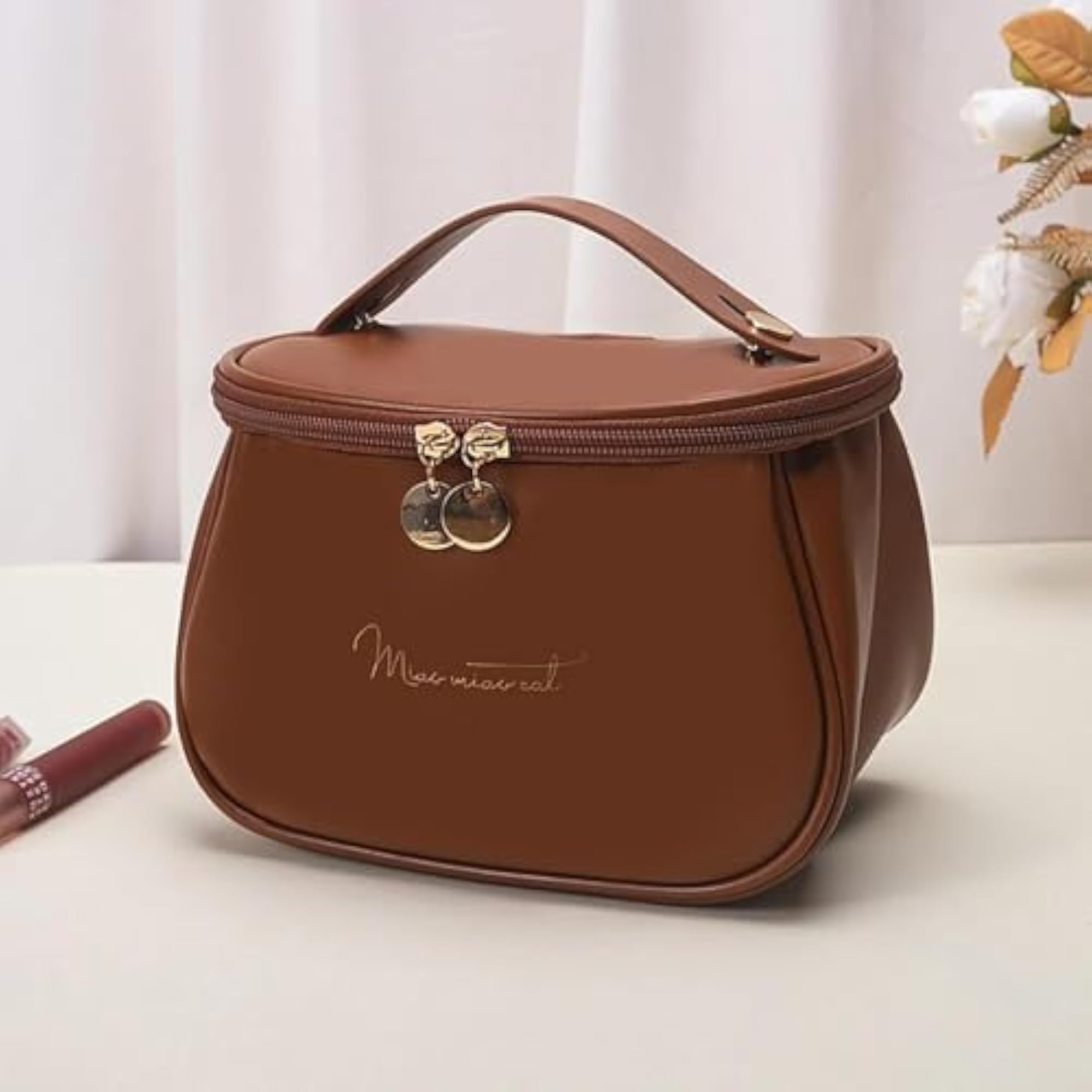 Large Capacity Waterproof Leather Makeup Organizer for Women
