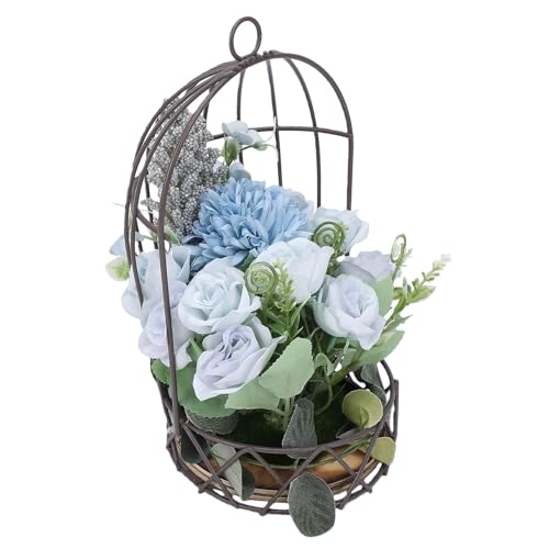 Annadue Vogelkäfig- Blumentopf mit Glatter Oberfläche | Dekorativer Blumentopfhalter für Hochzeitsfeste (5- zackiges Rosenblau)
