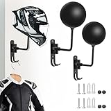 Motorcycle Helmet Rack 180° Degree Rotation Helmet Holder Wall Mount,Helmet Stand with 2 Hooks Helmet Hanger (2 Pcs)