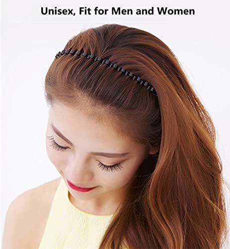Bodbop Xingzhe Metal Hair Band For Men Women Headband Wavy Black Hair Bands For Guys Fashion Headbands Hair Hoop Non Slip Elastic Men’s Hairband #TOP3