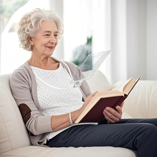 Lupe mit Ständer, Leselupe für Senioren Groß zum Umhängen mit Schwanenhals zum Lesen für Bücher Zeitung Hobby Handwerk, 4X Klappbar Rechteckige Vergrößerungsglas Handlupe