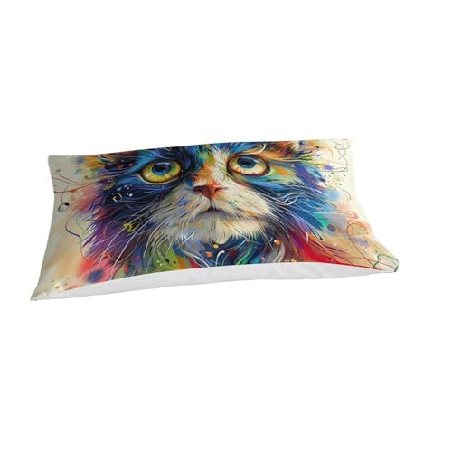 Housse de couette chat 3D anti-plis avec fermeture éclair