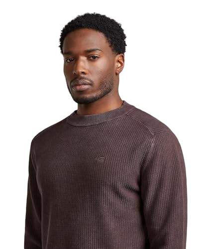 G-Star Washed R Knit Pullover pour homme - Pull maille col rond gris lavé